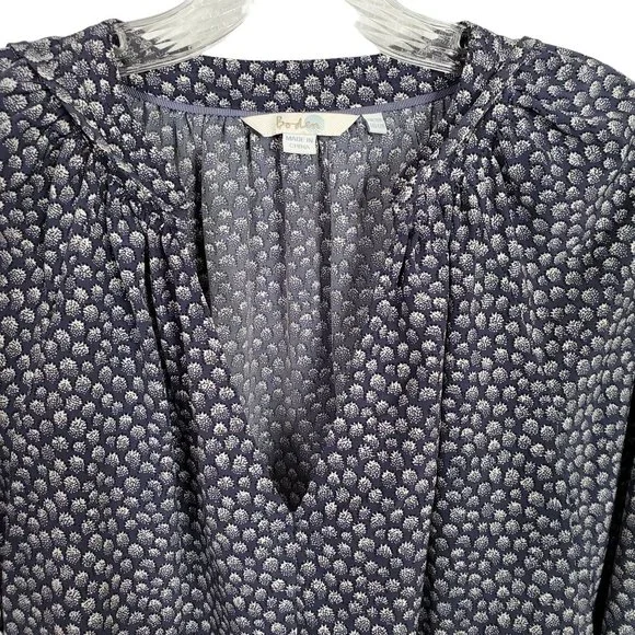 Boden Size 12 12R Blouse Peasant Boho Puff Sleeve Ribbon Tie Keyhole Blouson - Picture 6 of 7